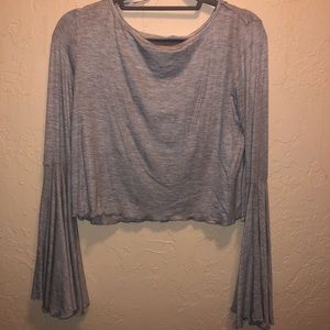 Urban Outfitters grey bell sleeve crop top